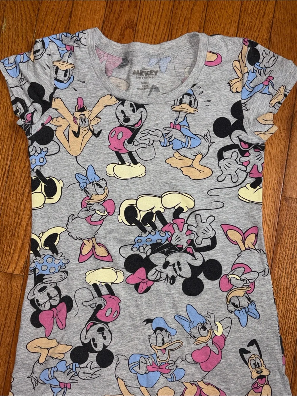 Disney Gray Kids Dress with Mickey, Minnie, Donald & Pastel Accents